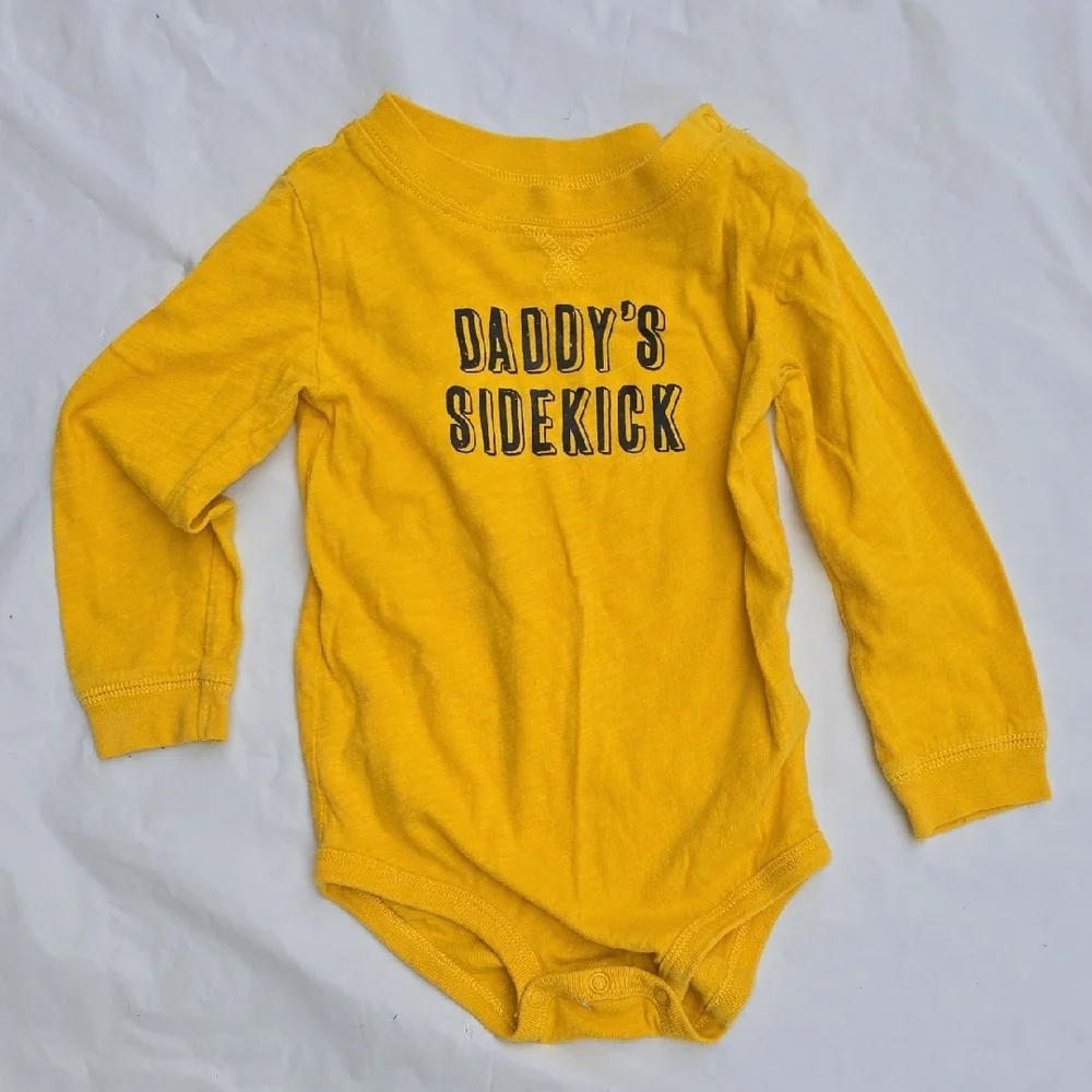 Carters Daddy's Sidekick Yellow Long-Sleeve Baby One-Piece
